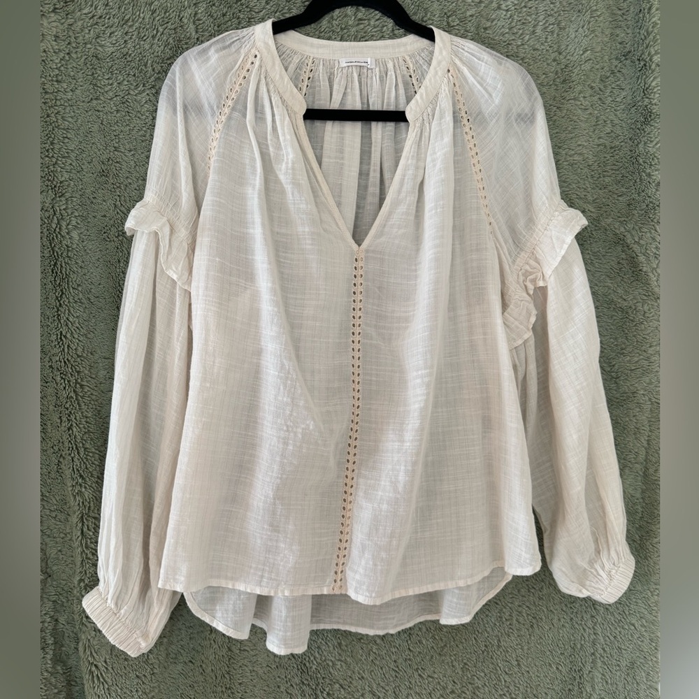 Unsubscribed Peasant Blouse - Boho Style with Feminine Eyelet & Ruffle Details